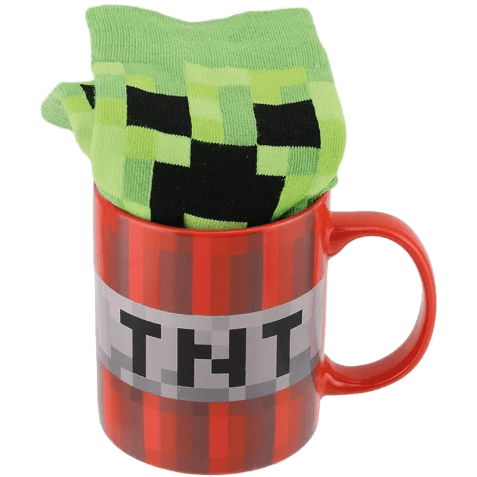 Hrnek Minecraft s motivem TNT a kostkované zelené ponožky Minecraft Creeper